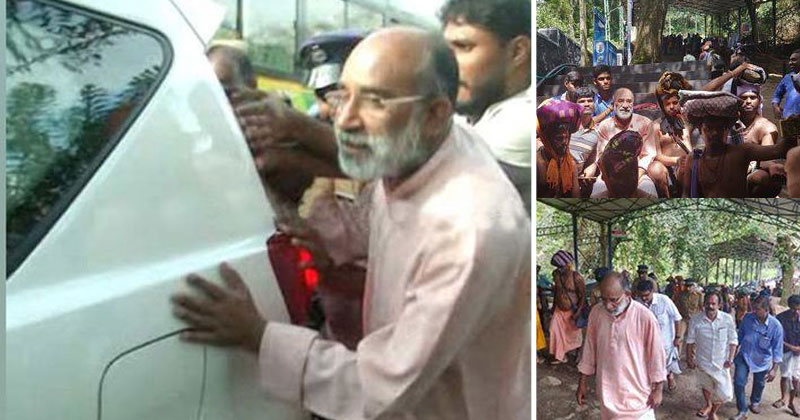 ചെളിയില്‍ പുതഞ്ഞ വാഹനം തള്ളി കയറ്റി അല്‍ഫോന്‍സ്‌ കണ്ണന്താന൦