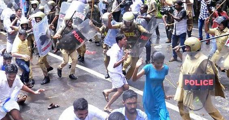 കെ.എസ്.യു മാര്‍ച്ചിനുനേരെ ലാത്തിച്ചാര്‍ജ്