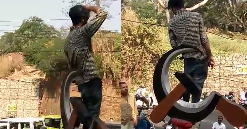 അരിവാള്‍ ചുറ്റിക നക്ഷത്രം കണ്ടപ്പോള്‍ ഹാലിളകിയ ഒരു ബംഗാളിയുടെ പ്രകടനം