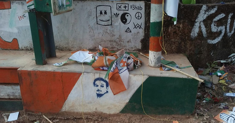 കെ. സുധാകരന്റെ പ്രചാരണ ബോര്‍ഡുകള്‍ നശിപ്പിക്കപ്പെട്ട നിലയില്‍