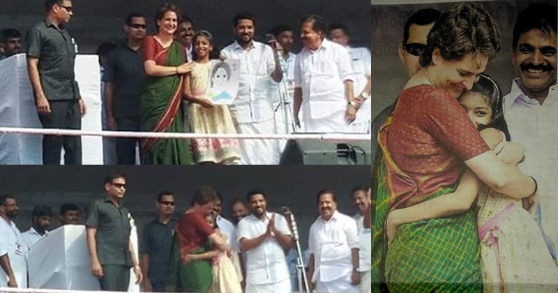 പ്രിയങ്ക ഗാന്ധിയുടെ മനംകവര്‍ന്ന് നമിത; സ്വയം വരച്ച ചിത്രം പ്രിയങ്കയ്ക്ക് സമ്മാനിച്ചു