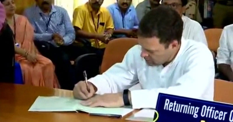 രാഹുൽ ഗാന്ധി നാമനിര്‍ദ്ദേശ പത്രിക സമര്‍പ്പിച്ചു;  റോഡ്ഷോ പുരോഗമിക്കുന്നു