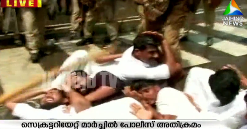 കെ.എസ്.യു മാര്‍ച്ചിന് നേരെ പോലീസ് നരനായാട്ട് ; കെ.എം അഭിജിത് ഉള്‍പ്പെടെ നിരവധി പ്രവർത്തകർക്ക് പരിക്ക്