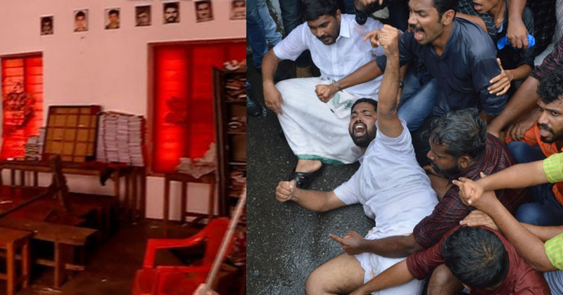 എസ്.എഫ്.ഐയുടെ ഇടിമുറി പൂട്ടി, ഇനി ക്ലാസ് റൂം; കോളേജിലേക്ക് മാര്‍ച്ച് നടത്തിയ കെ.എസ്.യു പ്രവര്‍ത്തകര്‍ക്കുനേരെ കൈയേറ്റം
