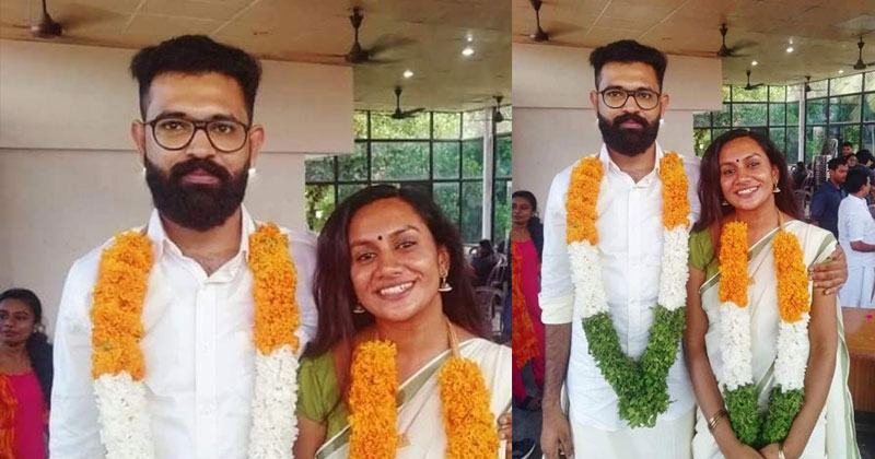 ത്രിവര്‍ണ്ണഹാരം ചാര്‍ത്തി അവര്‍ ഒന്നായി; കോണ്‍ഗ്രസ് ഓഫീസില്‍ പ്രണയസാഫല്യം