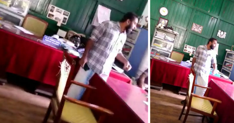 അധ്യാപകനെ ഭീഷണിപ്പെടുത്തിയ എസ്.എഫ്.ഐ നേതാവിന് ക്ലീൻ ചിറ്റ്; ഇതിനിടെ അധ്യാപകനെ ഭീഷണിപ്പെടുത്തുന്ന ദൃശ്യങ്ങൾ പുറത്ത്