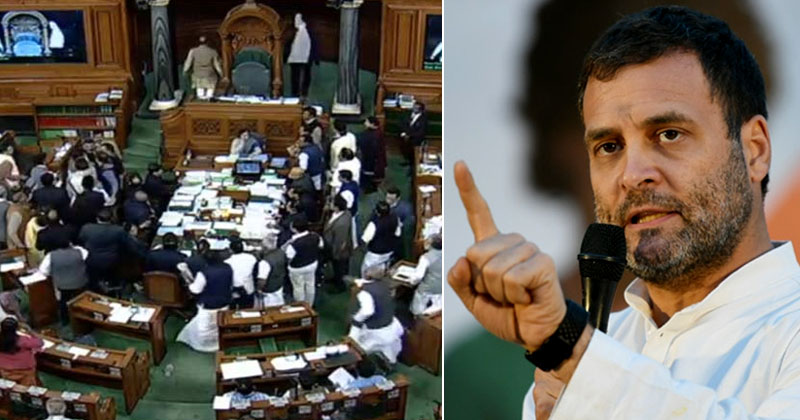 രാഹുല്‍ ഗാന്ധിയുടെ പ്രസംഗം തടസപ്പെടുത്താന്‍ ബി.ജെ.പിയുടെ ആസൂത്രിത ശ്രമം ; ലോക്സഭയില്‍ ബഹളം