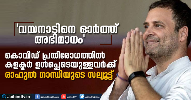 'വയനാടിനെ ഓര്‍ത്ത്‌ അഭിമാനം'; കൊവിഡ് പ്രതിരോധത്തില്‍ കളക്ടര്‍ ഉള്‍പ്പെടെയുള്ളവര്‍ക്ക് രാഹുല്‍ ഗാന്ധിയുടെ സല്യൂട്ട്