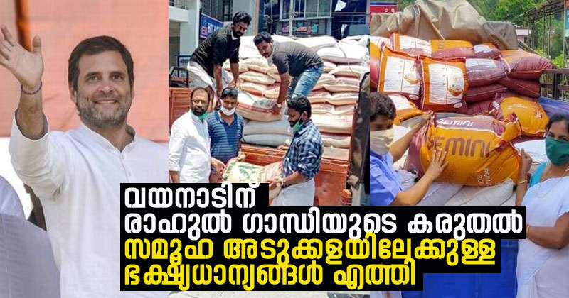 വയനാടിന് രാഹുല്‍ ഗാന്ധിയുടെ കരുതല്‍; സമൂഹ അടുക്കളയിലേക്കുള്ള ഭക്ഷ്യധാന്യങ്ങള്‍ എത്തി
