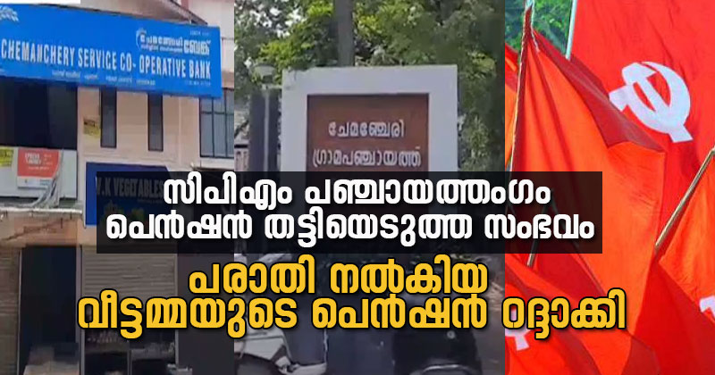 വ്യാജ ഒപ്പിട്ട് പെന്‍ഷന്‍ തട്ടിയെടുത്ത സംഭവം: സിപിഎം പഞ്ചായത്തംഗത്തിനെതിരെ പരാതി നല്‍കിയ വീട്ടമ്മയുടെ പെന്‍ഷന്‍ റദ്ദാക്കി; പ്രതിഷേധവുമായി യുഡിഎഫ് അംഗങ്ങള്‍