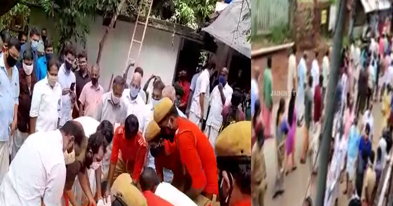 കൊവിഡ് മാനദണ്ഡങ്ങൾ കാറ്റിൽപ്പറത്തി കുഞ്ഞനന്തന്‍റെ സംസ്കാരച്ചടങ്ങുകൾ; നിയമലംഘനങ്ങൾക്കെതിരെ കണ്ണടച്ച് പൊലീസും