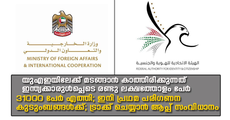 യുഎഇയിലേക്ക് മടങ്ങാന്‍ കാത്തിരിക്കുന്നത് ഇന്ത്യക്കാരുള്‍പ്പടെ രണ്ടു ലക്ഷത്തോളം പേര്‍: 31,000 പേര്‍ എത്തി; ഇനി പ്രഥമ പരിഗണന കുടുംബങ്ങള്‍ക്ക്; ട്രാക്ക് ചെയ്യാന്‍ ആപ്പ് സംവിധാനം
