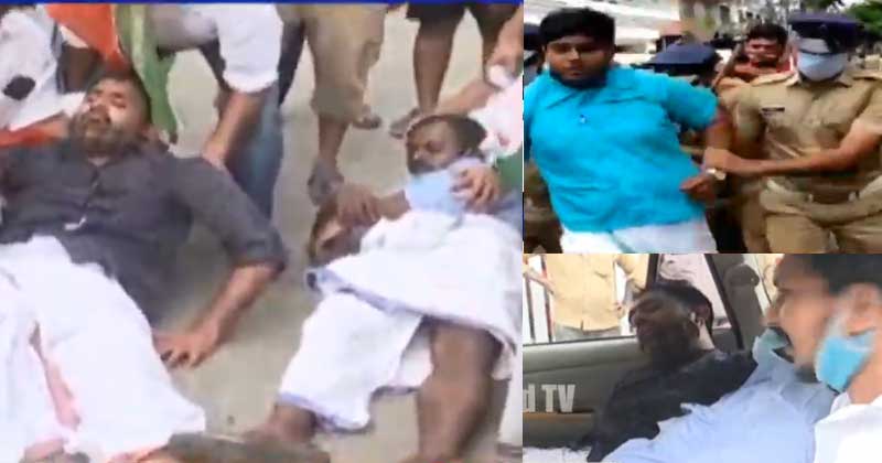 പ്രതികള്‍ക്ക് നേരെ പ്രതിഷേധിച്ച യൂത്ത് കോണ്‍ഗ്രസ്  പ്രവർത്തകർക്കെതിരെ പൊലീസ് അതിക്രമം; ലാത്തികൊണ്ട് തലയ്ക്കടിച്ചു, നിരവധിപേർക്ക് പരിക്ക്