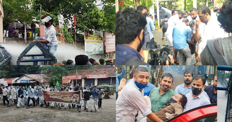 കോഴിക്കോട് യൂത്ത് ലീഗ് മാർച്ചില്‍ പൊലീസ് അതിക്രമം; പ്രവര്‍ത്തകര്‍ക്കു നേരെ ജലപീരങ്കിയും ഗ്രനേഡും പ്രയോഗിച്ചു, നിരവധി പേർക്ക് പരിക്ക്| VIDEO
