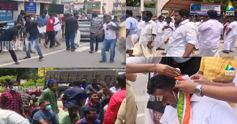 യൂത്ത് കോണ്‍ഗ്രസ് സമരപ്പന്തല്‍ ആക്രമിച്ച് ഡി.വൈ.എഫ്.ഐ ; ആയുധങ്ങളുമായി ഇരച്ചെത്തി ; നോക്കുകുത്തിയായി പൊലീസ് | Video