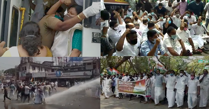 മുഖ്യമന്ത്രിയുടെ രാജിയ്ക്കായി ഇന്നും പ്രതിഷേധം ;  യൂത്ത് കോണ്‍ഗ്രസ് മാർച്ചുകളില്‍ സംഘർഷം , പ്രവർത്തകർക്ക് പരിക്ക്