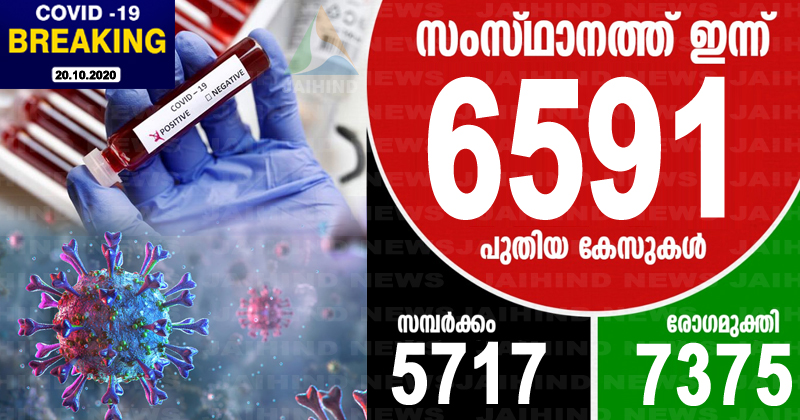 കൊവിഡ്-19 : കേരളത്തില്‍ ഇന്ന് 6591 പേര്‍ക്ക് രോഗം സ്ഥിരീകരിച്ചു