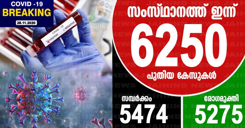 കൊവിഡ്-19 : സംസ്ഥാനത്ത് 6250 പേര്‍ക്ക് രോഗം സ്ഥിരീകരിച്ചു; ടെസ്റ്റ് പോസിറ്റിവിറ്റി നിരക്ക് 9.77; 25 മരണം