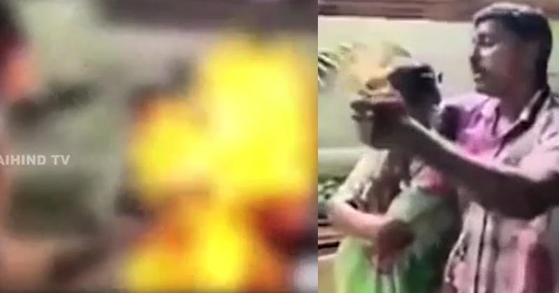 വീടൊഴിപ്പാക്കാനെത്തിയവർക്ക് മുന്നില്‍ പെട്രോളില്‍ കുളിച്ച് ആത്മഹത്യാഭീഷണി ; ലൈറ്റർ തട്ടിമാറ്റുന്നതിനിടെ തീപടർന്ന് ദമ്പതികള്‍ ഗുരുതരാവസ്ഥയില്‍ | VIDEO
