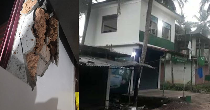 പേരാമ്പ്രയിൽ ലീഗ് ഓഫീസിന് നേരെ ബോംബേറ് ; കെട്ടിടം തകർന്നു