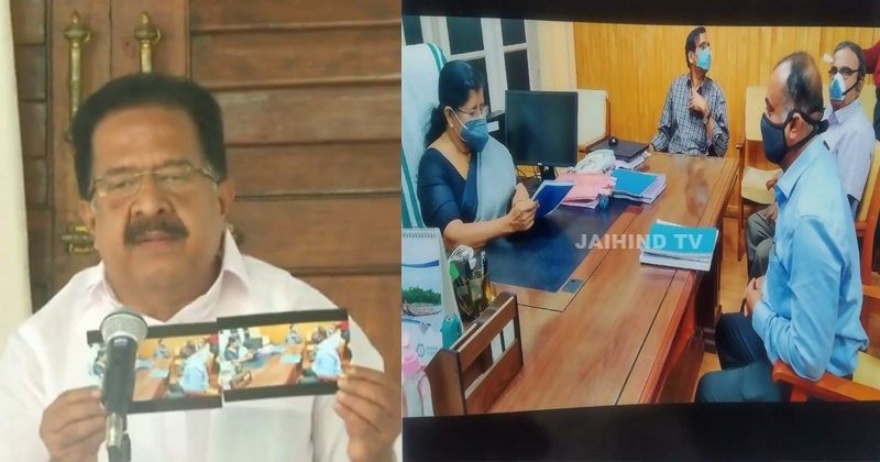 മത്സ്യബന്ധന കരാര്‍ ചർച്ചയില്‍ മന്ത്രി മേഴ്‌സിക്കുട്ടിയമ്മ പങ്കെടുത്തു ; ചിത്രങ്ങള്‍ പുറത്തുവിട്ട്  രമേശ് ചെന്നിത്തല