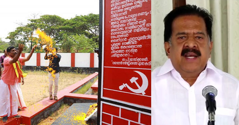 ബിജെപി സ്ഥാനാര്‍ത്ഥിയുടെ പുഷ്പാര്‍ച്ചന സിപിഎം-ബിജെപി അന്തര്‍ധാരയുടെ തെളിവ് : രമേശ് ചെന്നിത്തല
