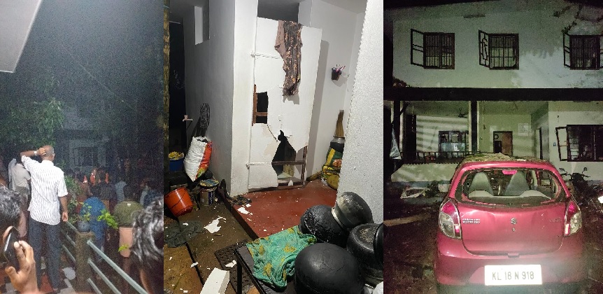 പൊലീസുദ്യോഗസ്ഥന്‍റെ വീട്ടില്‍ വന്‍ സ്ഫോടനം ; സമീപത്തെ പതിനഞ്ചോളം വീടുകള്‍ക്കും കേടുപാട്; ദുരൂഹത