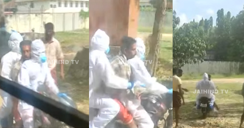 യു.പിയിലല്ല, കേരളത്തില്‍ തന്നെ ; ആംബുലന്‍സ് ലഭിച്ചില്ല, കൊവിഡ് രോഗിയെ ആശുപത്രിയിലേക്ക് മാറ്റിയത് ബൈക്കില്‍ ;  നാണക്കേട്