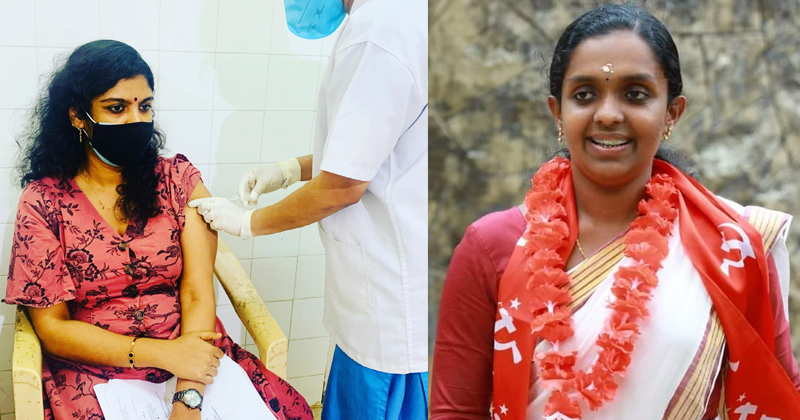 തുടർഭരണത്തില്‍ സിപിഎമ്മുകാർക്ക് എന്തുമാകാമോ ? ; ചിന്തയ്ക്കു പുറമെ വാക്സിനെടുത്ത്  22കാരി പഞ്ചായത്ത് പ്രസിഡന്‍റും ; വിവാദം