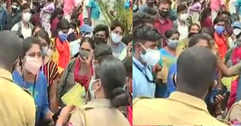 കൊവിഡ് മാനദണ്ഡങ്ങള്‍ ലംഘിച്ച് അഭിമുഖം ; തിരു. മെഡിക്കല്‍ കോളേജില്‍ തിക്കിത്തിരക്കി ആയിരങ്ങള്‍