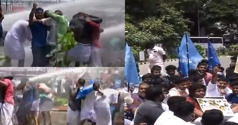 ശിവന്‍കുട്ടിയുടെ രാജി : കെ.എസ്.യു നിയമസഭാ മാര്‍ച്ചില്‍ സംഘര്‍ഷം ; ജലപീരങ്കി പ്രയോഗിച്ച് പൊലീസ്