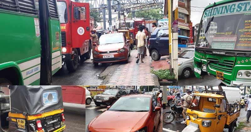 കോട്ടയത്ത് വാഹനങ്ങളുടെ കൂട്ടയിടി : ആറ് വാഹനങ്ങള്‍ക്ക് കേടുപാട്