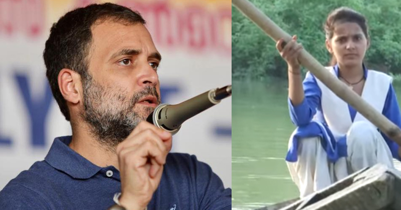 വീട് വെള്ളത്താല്‍ ചുറ്റപ്പെട്ടു, തോണി തുഴഞ്ഞ് സ്കൂളിലെത്തി പതിനൊന്നാം ക്ലാസുകാരി ; ധീരതയെ വാഴ്ത്തി രാഹുല്‍ ഗാന്ധി