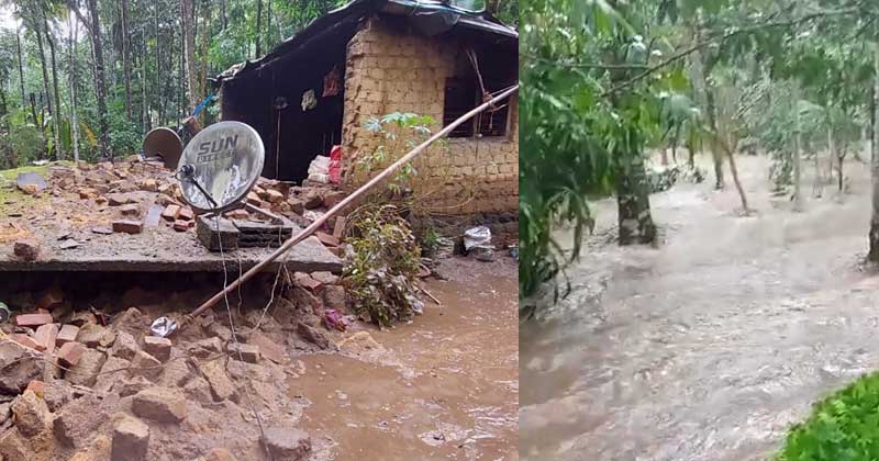 മീനാങ്കലില്‍ മലവെള്ളപ്പാച്ചില്‍; നിരവധി വീടുകള്‍ തകർന്നു, ആളുകളെ മാറ്റിപ്പാർപ്പിച്ചു