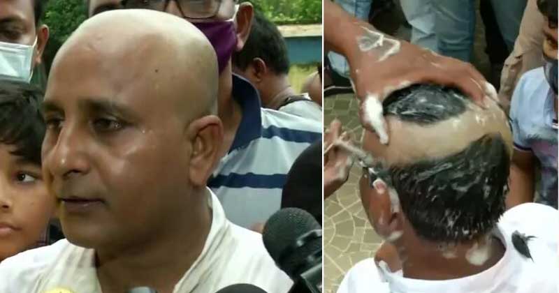 ബിജെപിയുടെ ദുർഭരണത്തില്‍ പ്രതിഷേധിച്ച് എംഎല്‍എ പാർട്ടി വിടുന്നു ; ദുഷ്പ്രവൃത്തികള്‍ക്കു പ്രായശ്ചിത്തമായി തലമുണ്ഡനം ചെയ്തു