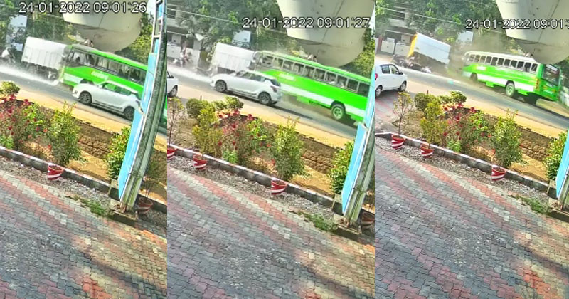 VIDEO | സ്വകാര്യബസിന്‍റെ മരണപ്പാച്ചില്‍; വാനുമായി കൂട്ടിയിടിച്ച് ഒരു മരണം, നിരവധി പേര്‍ക്ക് പരിക്ക്