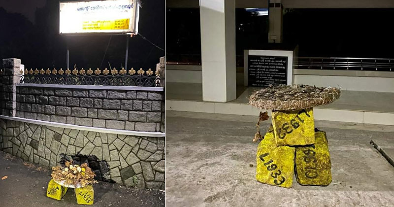 കെ റെയില്‍ കല്ലുകള്‍ പിഴുതുമാറ്റി റീത്ത് വെച്ചു; സംഭവം അങ്കമാലിയില്‍