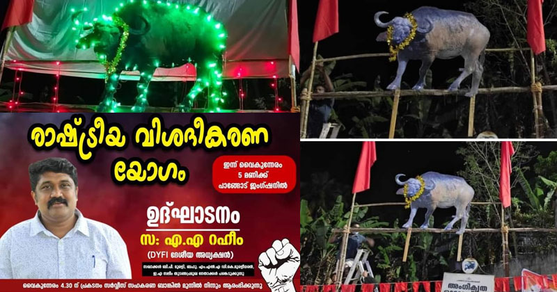 സിപിഎം രാഷ്ട്രീയ വിശദീകരണ യോഗം; റഹീമിന് പകരം പോത്തിന്‍റെ കട്ടൗട്ട്! വിവാദം | VIDEO