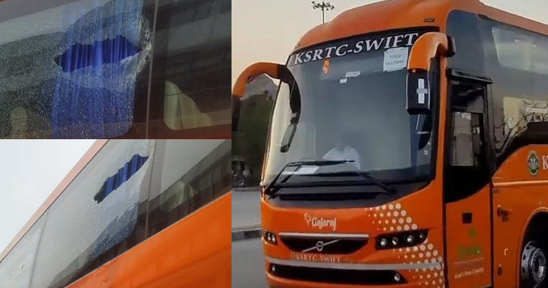കെ സ്വിഫ്റ്റ് വീണ്ടും തൂണുകള്‍ക്കിടയില്‍ കുടുങ്ങി; വിന്‍ഡോ ഗ്ലാസുകള്‍ പൊട്ടി