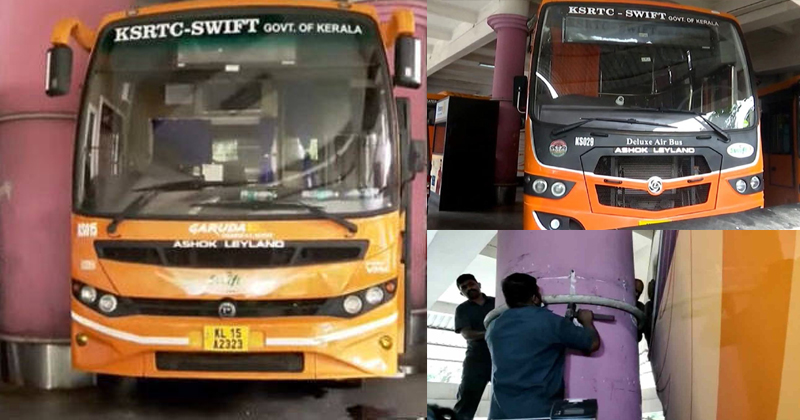 ഒടുവില്‍ കെഎസ്ആർടിസി സ്വിഫ്റ്റിന് മോചനം; കുഴപ്പം പാര്‍ക്കിംഗിലോ തൂണിനോ? അന്വേഷണം