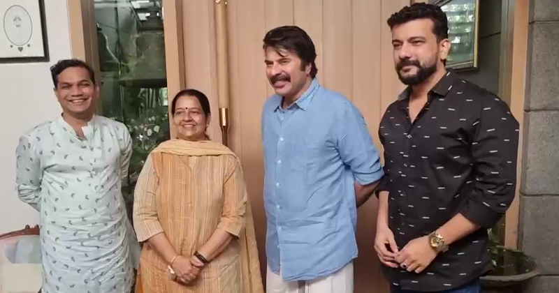 മമ്മൂട്ടിയുടെ വീട്ടില്‍ വോട്ടഭ്യർത്ഥിച്ച് ഉമാ തോമസ്; നിറചിരിയോടെ സ്വീകരിച്ച് താരം