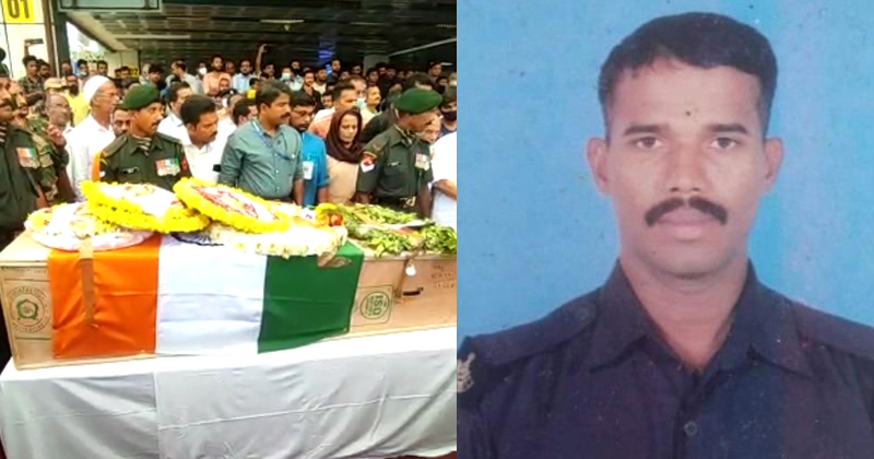 ലഡാക്കിലെ  സൈനിക വാഹനാപകടം : മരണമടഞ്ഞ മലപ്പുറം സ്വദേശി ലാന്‍സ് ഹവില്‍ദാര്‍ മുഹമ്മദ് ഷൈജലിന്‍റെ ഭൗതിക ശരീരം നാട്ടിലെത്തിച്ചു