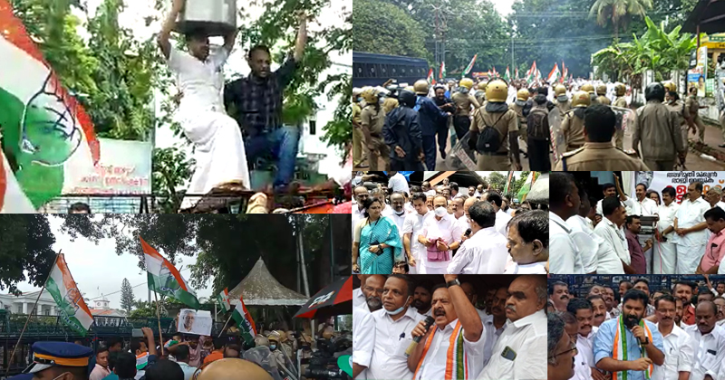 പ്രതിഷേധക്കടലായി കേരളം; മുഖ്യമന്ത്രിയുടെ രാജിക്കായി കോണ്‍ഗ്രസ് പ്രതിഷേധം ഇരമ്പി
