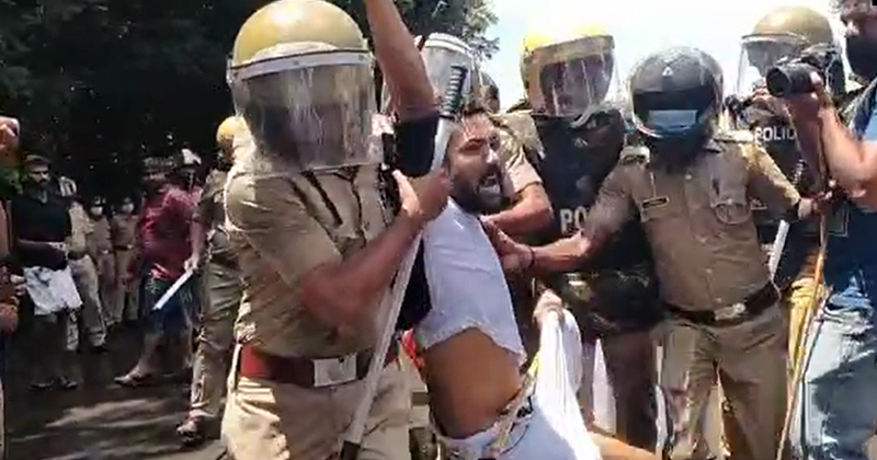 മുഖ്യമന്ത്രിയുടെ രാജിക്കായി പാലക്കാട് യൂത്ത് കോണ്‍ഗ്രസ് പ്രതിഷേധം; ഷാഫി പറമ്പില്‍ എംഎല്‍എയെ റോഡിലൂടെ വലിച്ചിഴച്ചു; ജലപീരങ്കി, കണ്ണീർവാതകം