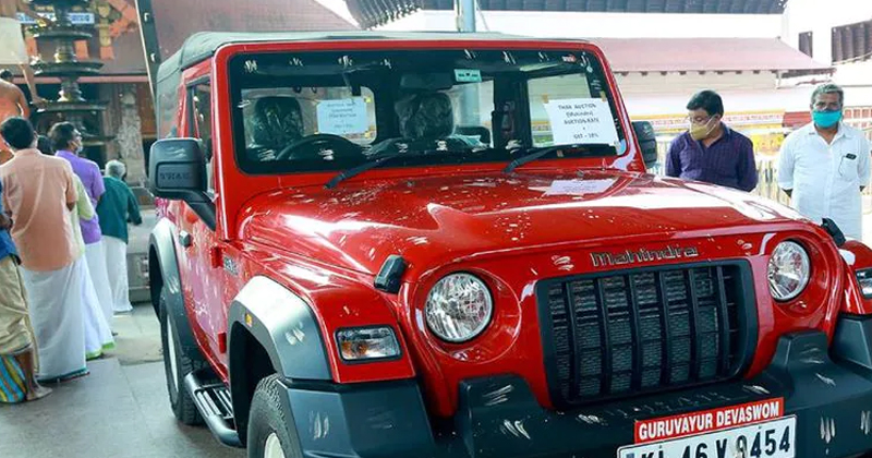 ഗുരൂവായൂർ ക്ഷേത്രത്തിലെ ഥാറിന് പുനർലേലത്തിൽ 43 ലക്ഷം; സ്വന്തമാക്കിയത് വിഘ്‌നേഷ് വിജയകുമാർ