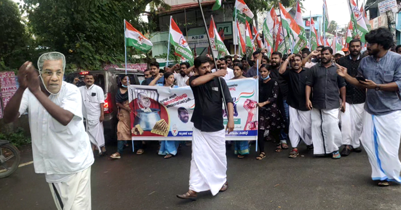 സ്വർണ്ണക്കടത്തില്‍ മുഖ്യമന്ത്രി രാജിവെക്കണം; സ്ത്രീവിരുദ്ധ പരാമർശത്തില്‍ നെന്മാറ എംഎല്‍എ മാപ്പ് പറയണം: പാലക്കാട് യൂത്ത് കോണ്‍ഗ്രസ് പ്രതിഷേധ മാർച്ച്