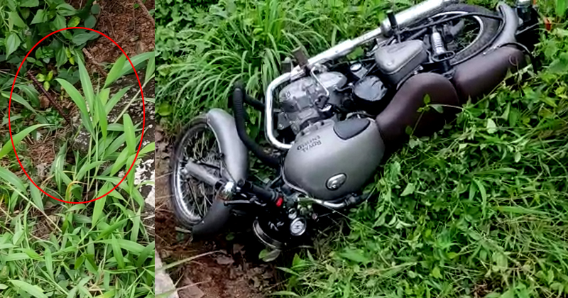 തെന്നിമാറി സ്ലാബില്ലാത്ത ഓടയില്‍ വീണു, തലയില്‍ കമ്പി തറച്ചുകയറി;   ബൈക്ക് യാത്രക്കാരന്‍ ആശുപത്രിയില്‍