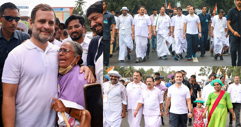 രാഹുല്‍ ഗാന്ധിക്ക് പിന്നില്‍ അണിനിരന്ന് ജനം: മഴയിലും ചോരാത്ത ആവേശം; ഏഴാം ദിനത്തെ യാത്രയ്ക്ക് കല്ലമ്പലത്ത് സമാപനം