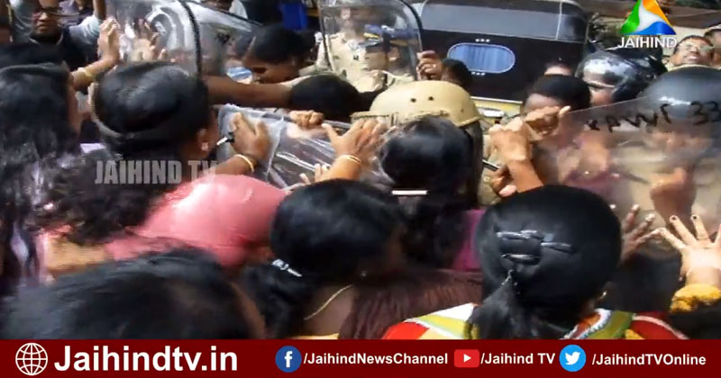 മേയറുടെ രാജി ആവശ്യപ്പെട്ട് മഹിളാ കോണ്‍ഗ്രസ് പ്രതിഷേധം; മൂന്ന് പ്രവര്‍ത്തകരെ അറസ്റ്റ് ചെയ്തു