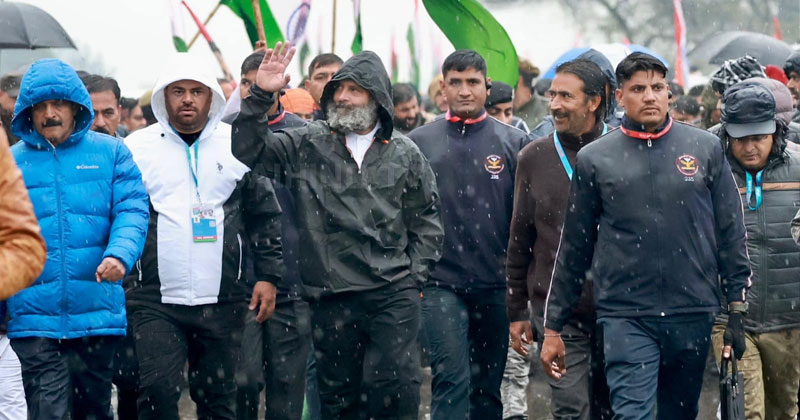 കൊടുംമഞ്ഞിലും വീറോടെ നയിച്ച് രാഹുല്‍; ഭാരത് ജോഡോ യാത്ര കശ്മീരില്‍ പര്യടനം തുടരുന്നു
